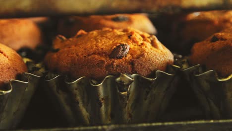 Süßer-Cupcake-Im-Ofen.-Maffin-Backvorgang.-Bäckereiproduktion-In-Der-Lebensmittelfabrik