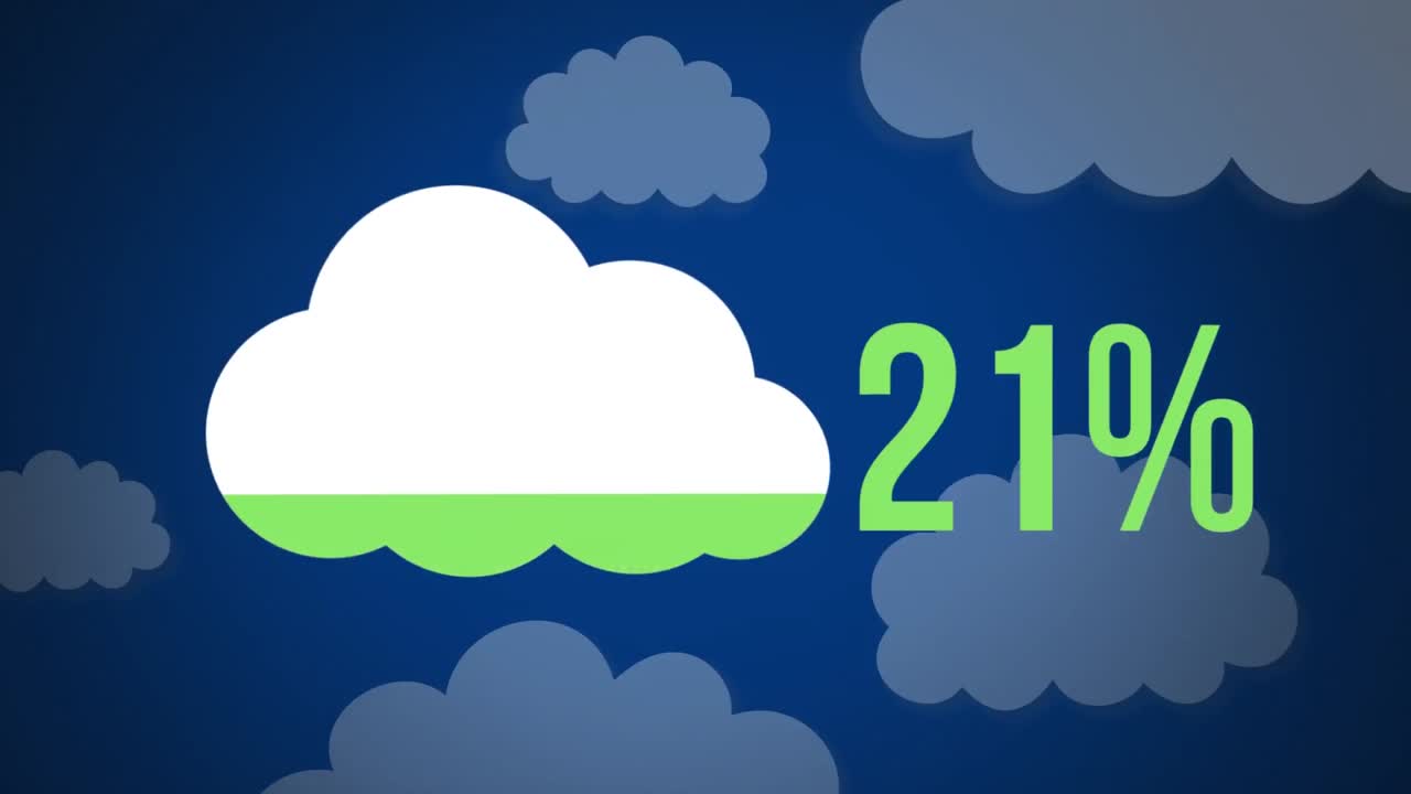 форма облака и цифры, заполняющиеся цветом с формами облака на заднем плане