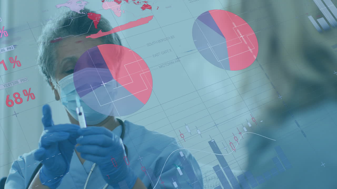 el video digital muestra a un médico vacunando a un paciente, destacando el cuidado de la salud de covid-19.