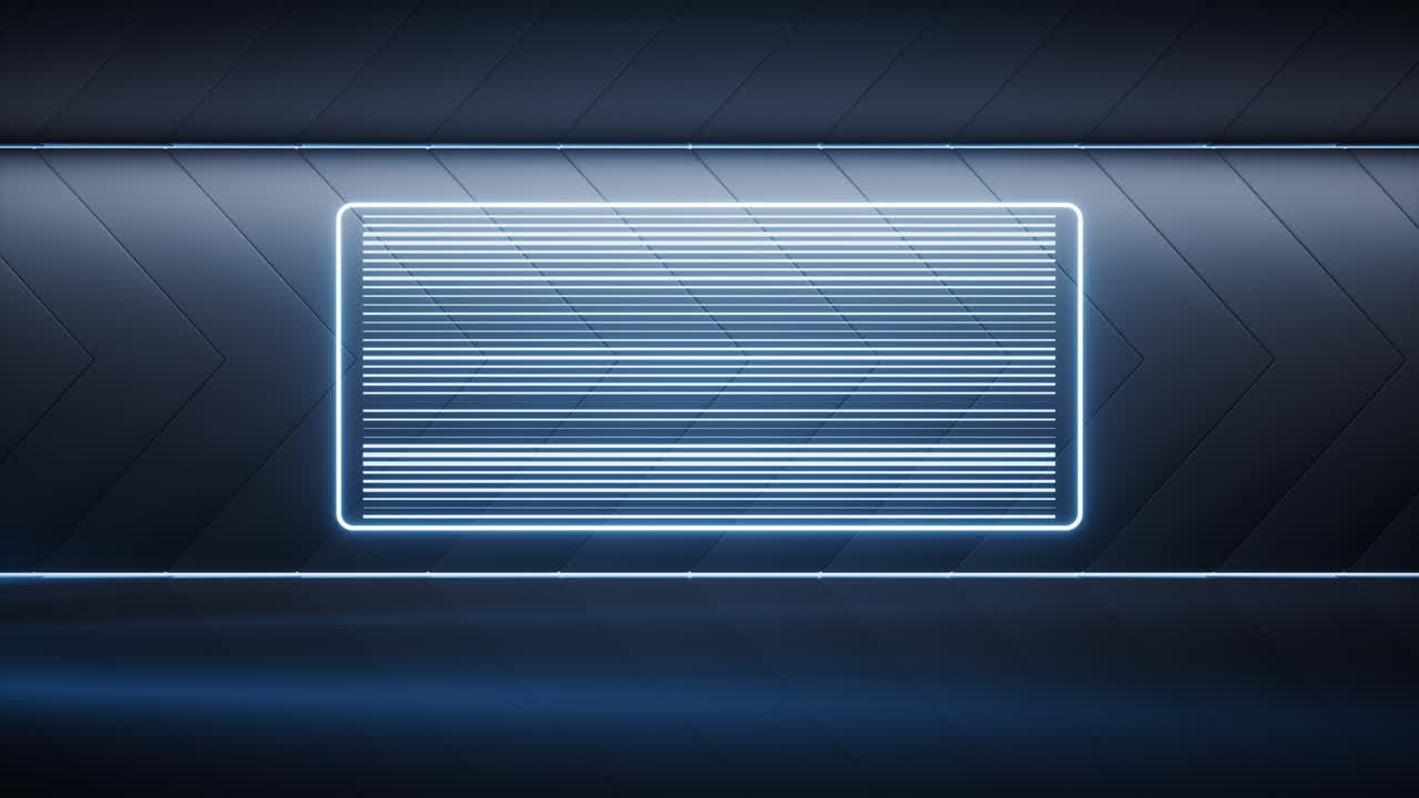 habitación oscura con efecto de líneas de neón, renderización en 3d.