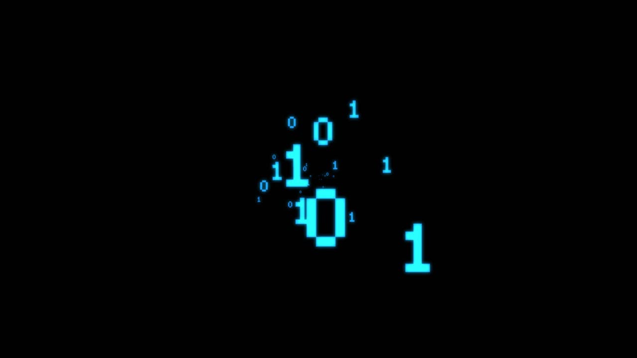 Cyan digits appearing, animated chart emerging left, bars filling, lines tracing, showing trends