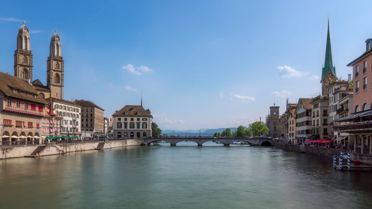 Lapso de tiempo del casco antiguo de la ciudad de Zúrich, Suiza
