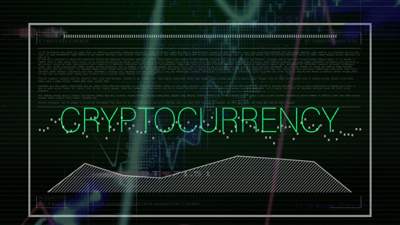 암호화폐 텍스트, 통계 및 데이터 처리의 애니메이션
