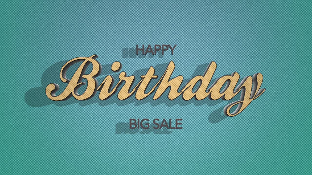 texto de feliz cumpleaños retro en textura vintage verde al estilo de los años 80