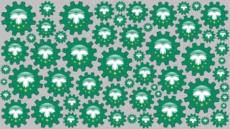 macanese flag gears spinning background