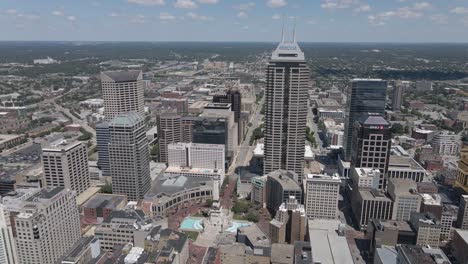 downtown indianapolis city skyline aerial drone view