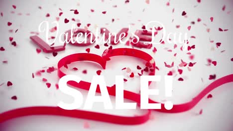 animation of valentine's day sale text over red hearts