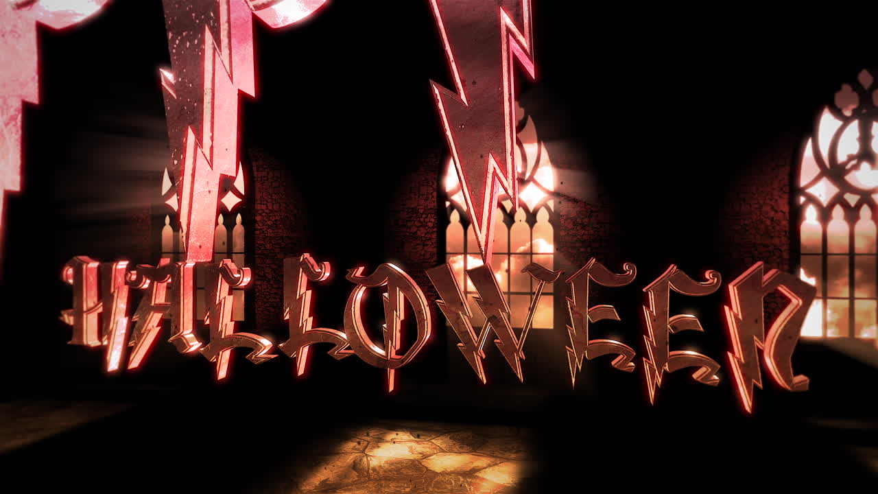 성의 어두운 홀과 해피 할로윈과 신비로운 공포 배경