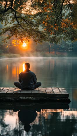 quiet reflection at sunrise by the lake in a serene natural setting