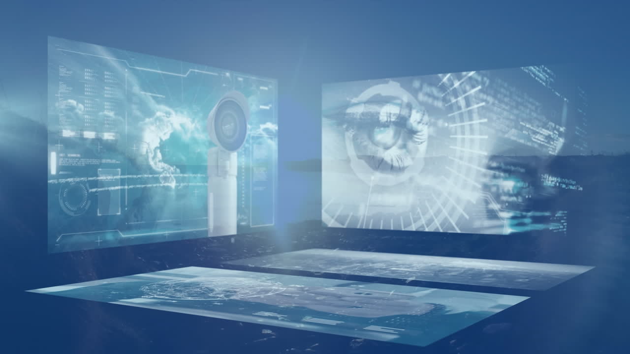 풍경 위의 화면에서 데이터 처리의 애니메이션