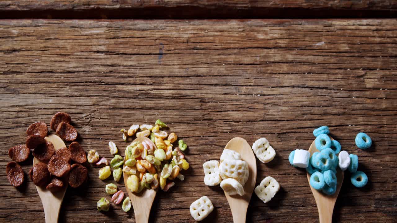 Various breakfast in a spoon 4k