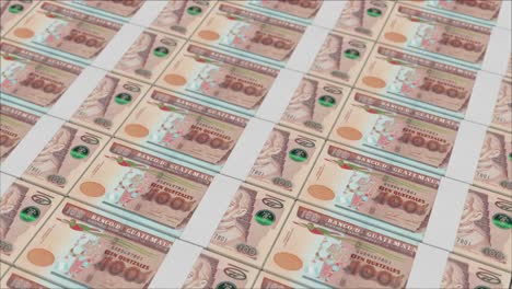 billetes de 100 quetzales guatemaltecos impresos por una prensa de dinero