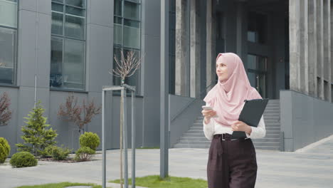 businesswoman walking in the city