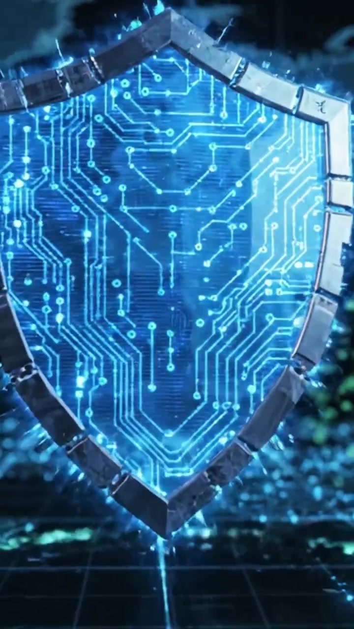 A Dynamic Visualization of Global Connectivity and Cybersecurity, Featuring Interactive Map Elements and a Digital Shield Symbolizing Protection Against Cyber Threats