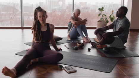 diverse group in yoga session