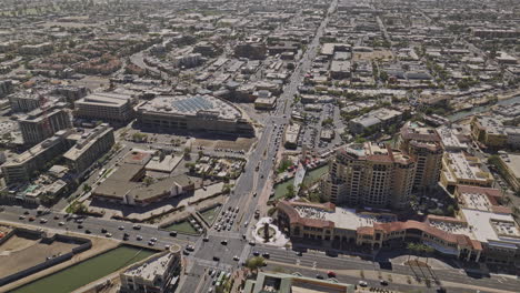 scottsdale arizona aerial v17 birds eye view drone flyover fashion square along north road across downtown capturing the development of old town district - shot with mavic 3 cine - february 2022