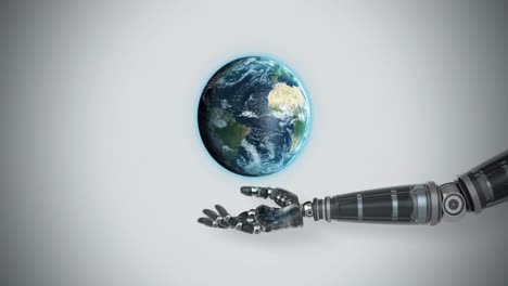 mano robótica que presenta el globo digital