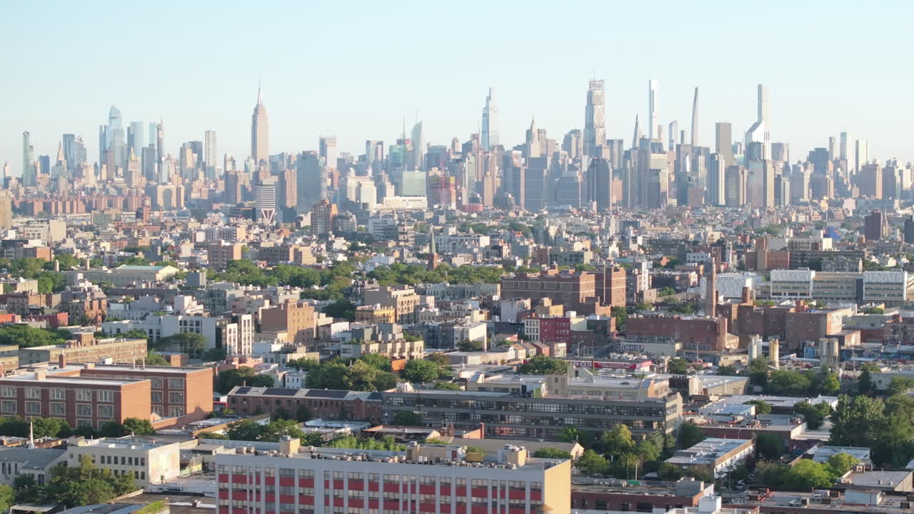 Drone footage of New York City on a summer morning. Shot in Brooklyn in 4k.