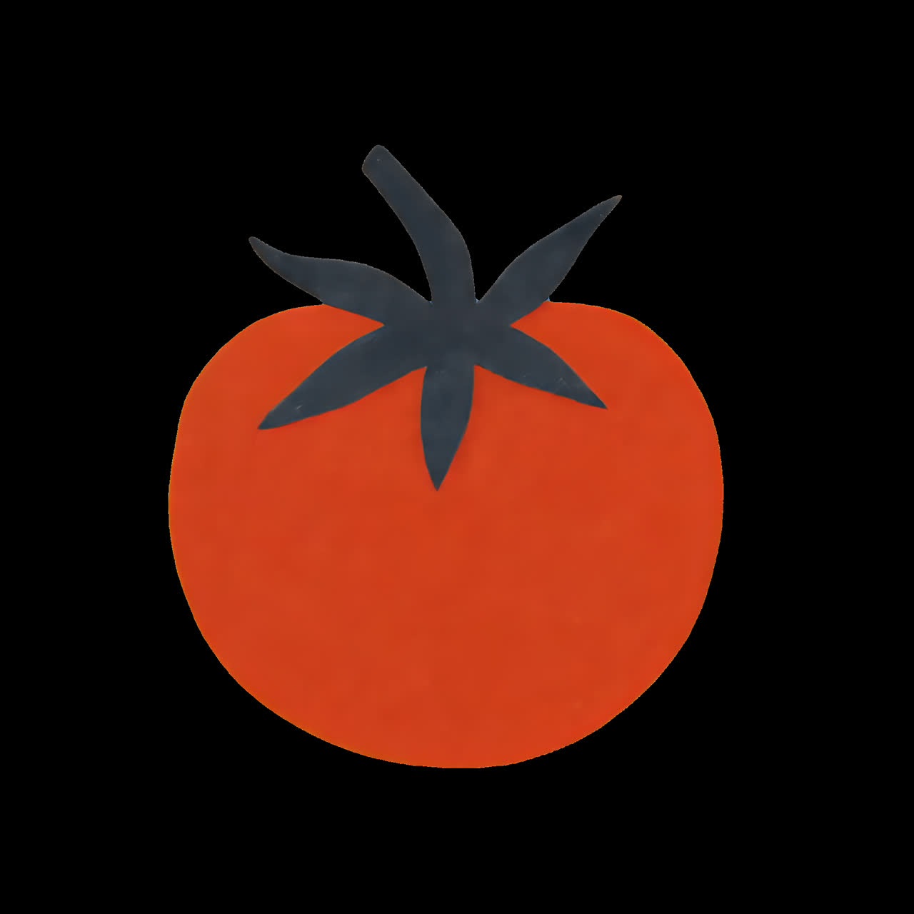 Animazione minimalista con illustrazione di pomodoro, risorsa isolata, video 4K trasparente, canale alfa, ProRes