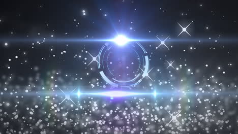 animación de puntos de luz sobre el escaneo de alcance sobre fondo negro