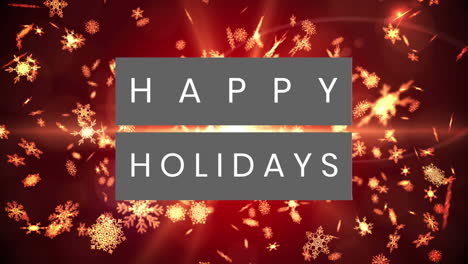 animation of christmas greetings over snow falling on red background