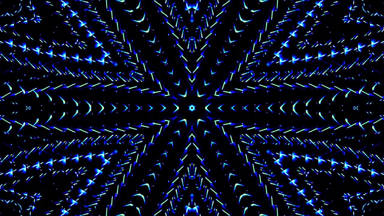 shining bright lines set blue wave motion, colorful, on black background