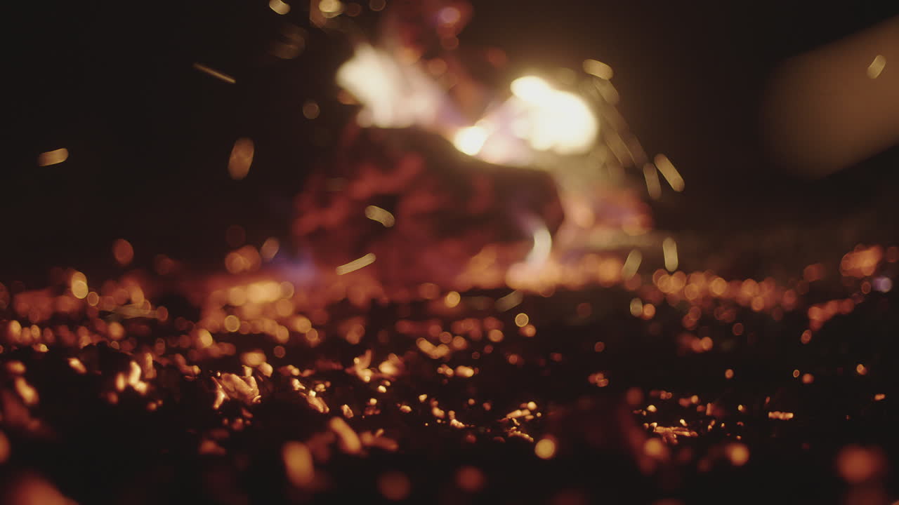 Glowing Embers and Sparks in the Night