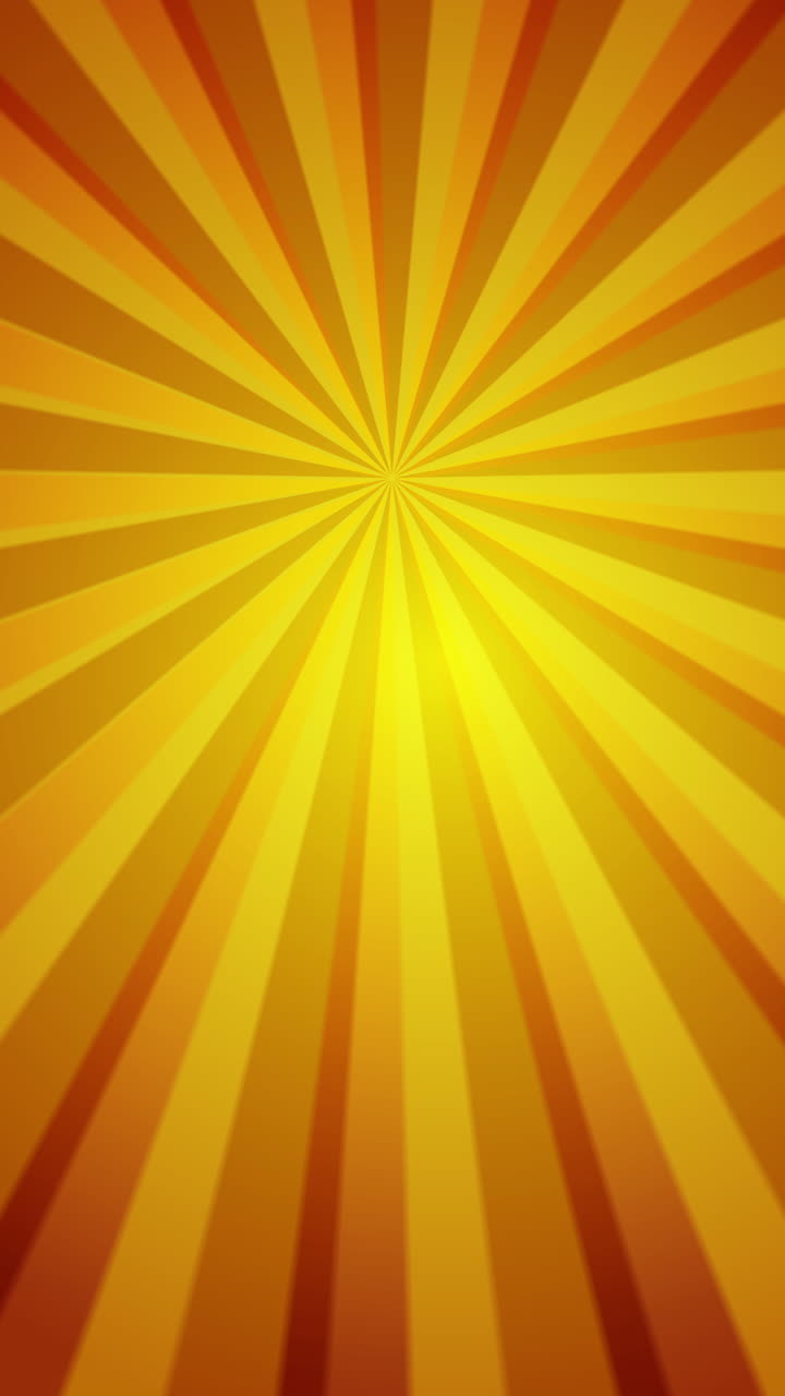Yellow banner with sun rays lines background, light. Yellow and red stripes rotating in a circle. Looped animation. Vertical video.