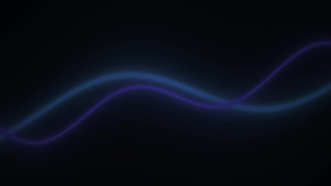 Abstract Glowing Blue and Purple Sine Waves Moving on Dark Background