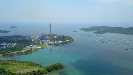 drone shot of a coal power plant in 60fp