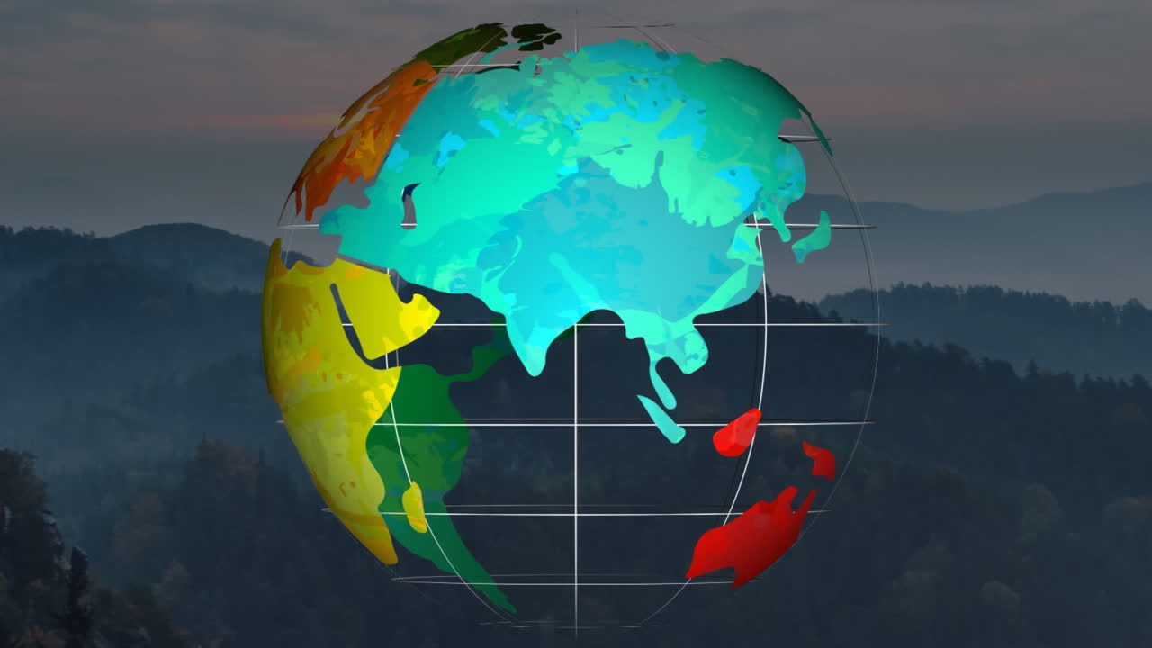 animación del planeta tierra sobre las montañas vista