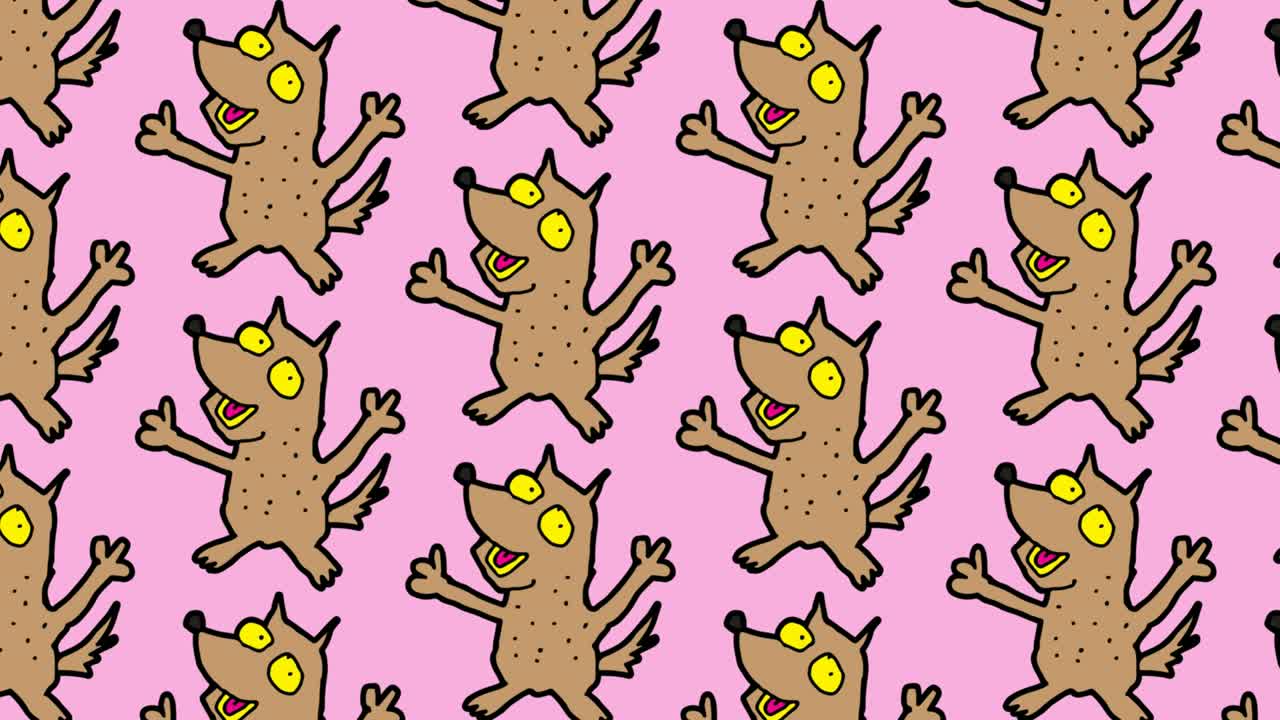 어린이들이 팝 아트 그림을 그리며 개를 주제로 한 원활한 배경