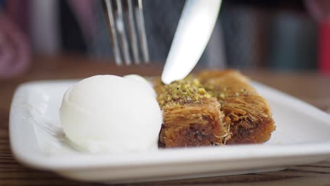 baklava with ice cream