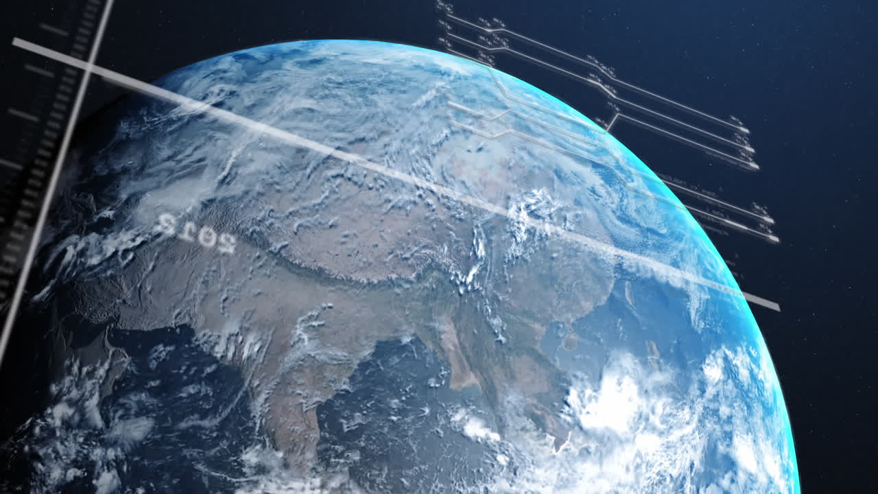 전 세계에 대한 컴퓨팅 데이터 처리의 애니메이션