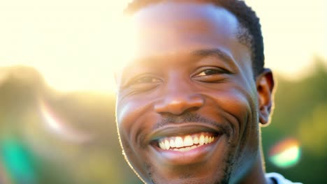 un hombre afroamericano sonriente mirando a la cámara