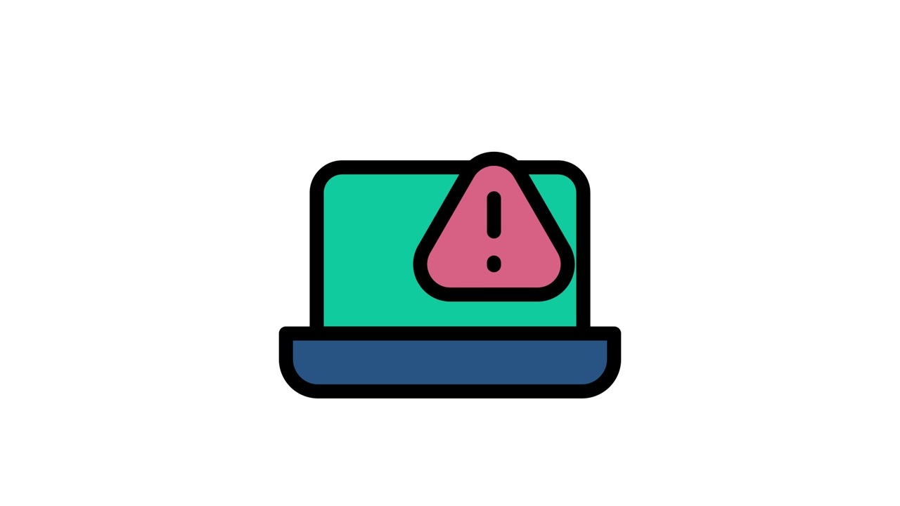 Animated Laptop with Warning Error Icon on Screen