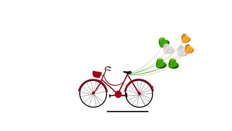 happy india independence day celebrated, bike with balloons icon animation.
