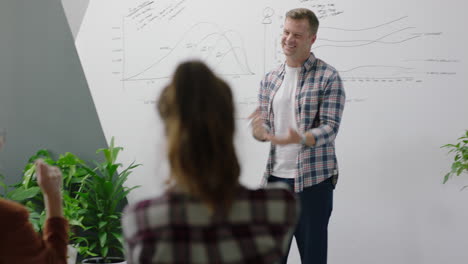 successful-caucasian-businesman-celebrating-team-leader-dancing-funny-excited-colleagues-using-mobile-technology-sharing-corporate-victory-on-social-media-in-lecture-meeting