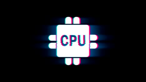 il simbolo della cpu digitale del computer su glitch è un'animazione vintage retro.