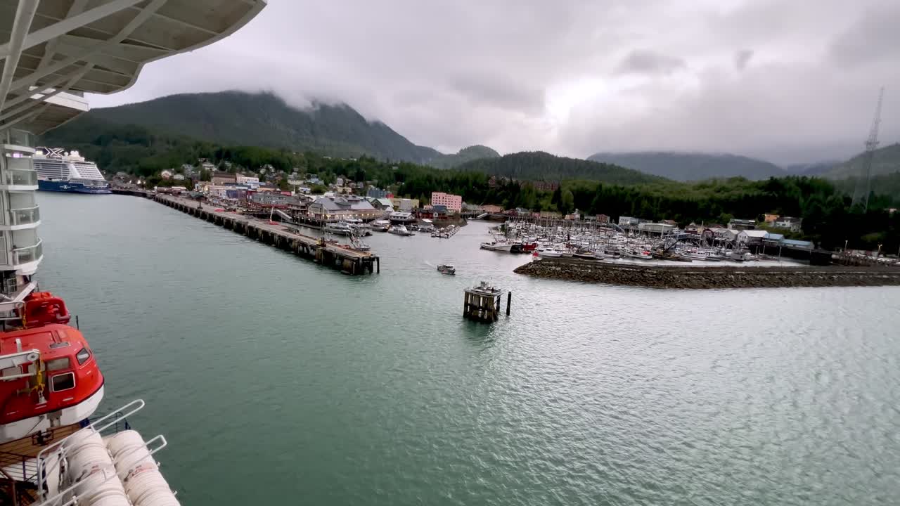 cruise ship arrival at the port in Ketchikan, Alaska