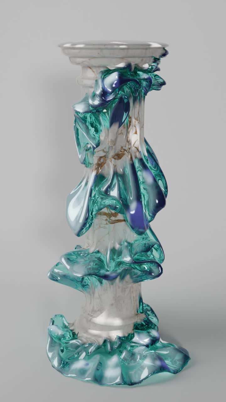 Abstract Marble and Glass Decorative Stand
