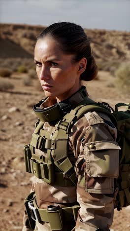 woman soldier in desert