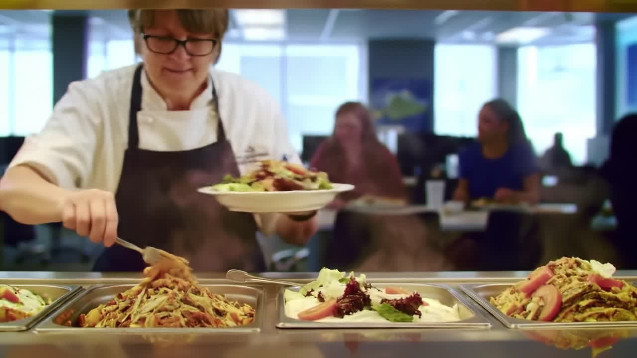 Culinary Expertise on Display: A Chef Skillfully Prepares Plates of Freshly Made Dishes in a Busy Dining Environment, Showcasing Appetizing Salads and Pasta Creations