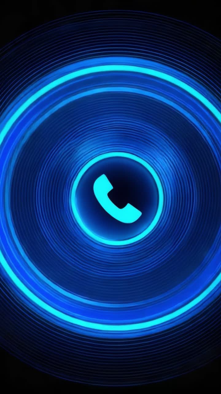 Una Rappresentazione Visivamente Impressionante di un'Icona Telefonica Circondata da Onde Circolari Blu Dinamiche, che Cattura l'Essenza della Comunicazione e della Connettività
