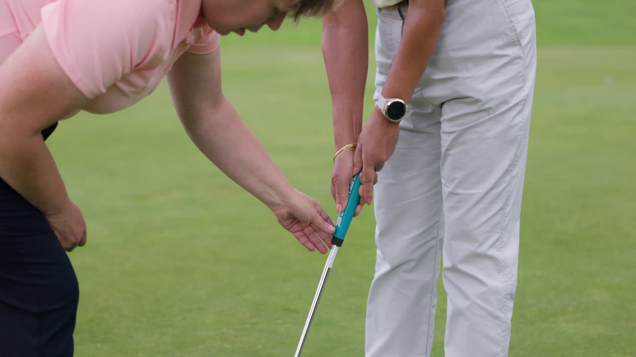 Golf lesson on putting grip
