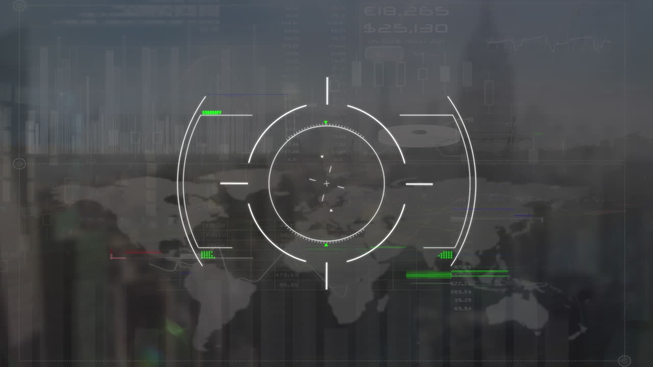 animación del procesamiento de datos sobre el paisaje urbano