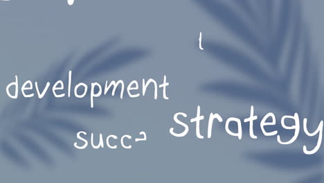 animación del texto de la estrategia sobre fondo azul