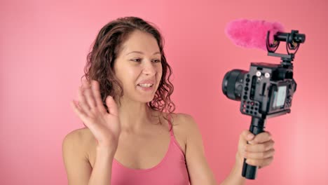 Woman Vlogger Recording a Video