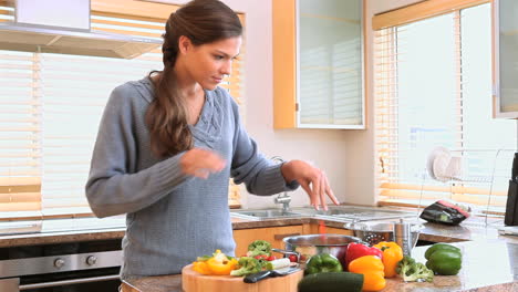 Brünette-Frau-Beim-Kochen