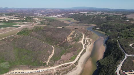 Aerial-View-of-River-in-Odeceixe,-Portugal